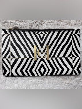 Carolina Herrera Monogram Zebra Print Cosmetics Bag NWT